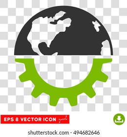 Vector International Industry EPS vector icon. Illustration style is flat iconic bicolor eco green and gray symbol on a transparent background.