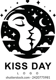 Vector international kissing day illustration in paper style