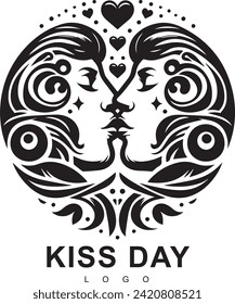 Vector international kissing day illustration in paper style