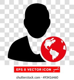 Vector International Manager EPS vector icon. Illustration style is flat iconic bicolor intensive red and black symbol on a transparent background.