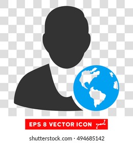 Vector International Manager EPS vector icon. Illustration style is flat iconic bicolor blue and gray symbol on a transparent background.