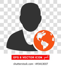 Vector International Manager EPS vector pictogram. Illustration style is flat iconic bicolor orange and gray symbol on a transparent background.