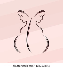 Vector for International Midwives Day with Pregnant Mom and pink background