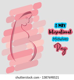 Vector for International Midwives Day with Pregnant Mom and pink background