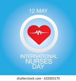 vector International nurse day concept with illustration of heart with heartbeat.