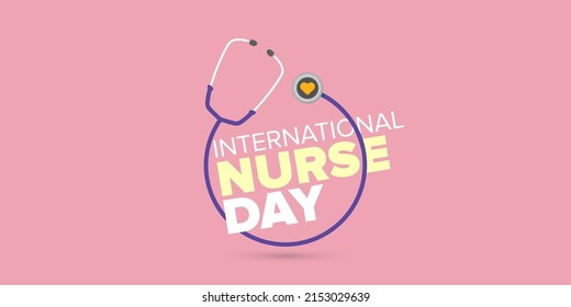 vector international nurse day greeting card or horizontal banner with stethoscope isolated on pink background. vector nurses day icon or sign design template