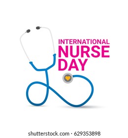 Vector International Nurse Day Vector Label With Stethoscope Isolated On White Background. Vector Nurses Icon