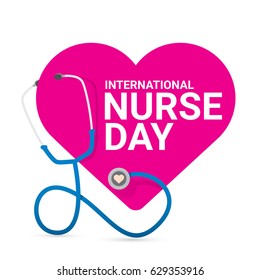 vector international nurse day vector label with stethoscope isolated on white background. vector nurses icon