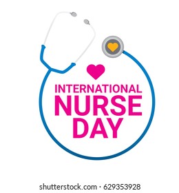 vector international nurse day vector label with stethoscope isolated on white background. vector nurses icon