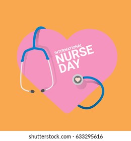 vector international nurse day vector label with stethoscope on orange background. vector nurses icon