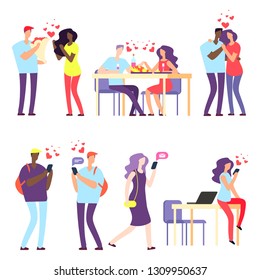 Vector international online dating, international relationships concept