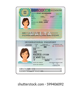 Vector international open passport with Malta visa