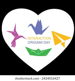 vector international origami day banner design,  vector beautiful day of peace background, INTERACTION ORIGAMI DAY