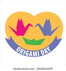 vector international origami day banner design,  vector beautiful day of peace background, INTERACTION ORIGAMI DAY