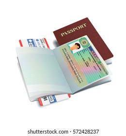 Vector international passport with Austria visa