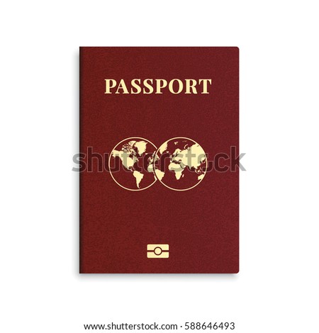 Vector international passport red cover template