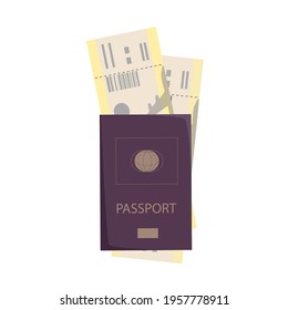 Vector international passport and two air tickets. Essential Travel Items