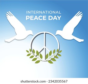 Vector international peace day template with pigeon symbol