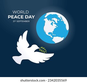 Vector international peace day template with pigeon symbol