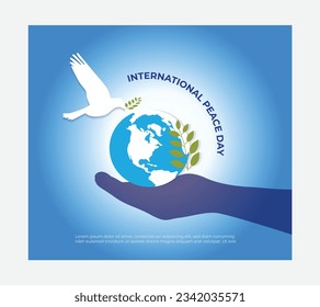 Vector international peace day template with pigeon symbol