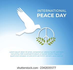 Vector international peace day template with pigeon symbol