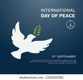 Vector international peace day template with pigeon symbol