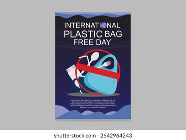 Vector international plastic free poster banner flyer design vector illustration. Stop use plastic.