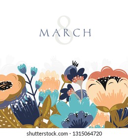 Vector International Women's Day greeting card illusttation. 8 march. Vector template with spring flower design Vector International Women's Day greeting card illusttation. 8 march. Vector template with spring flower design