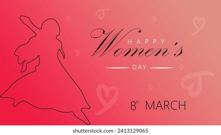 Vector international women's day, happy women's day march 8 text with woman or women's day poster, banner design.