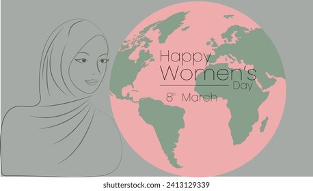 Vector international women's day, happy women's day march 8 text with woman or women's day poster, banner design.