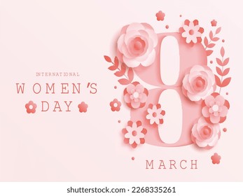 vector international women's day in paper style with date