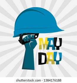 Vector for International Workers day with hand and helmet