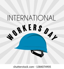 Vector International Workers Day on May 1st with helmet icon