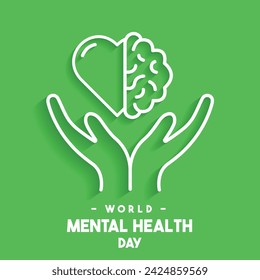 vector international world mental health day with green background