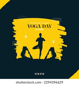 Vector international yoga day social media post design with brush stoke style