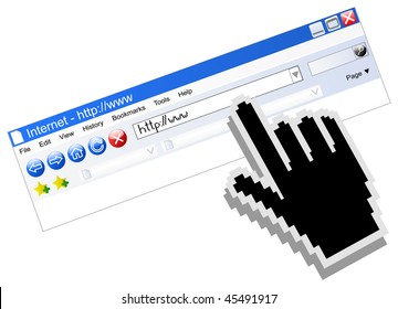  Vector internet browser with computer black hand cursor