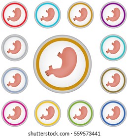 Vector internet button set with stomach sign isolated on a white background