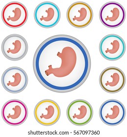 Vector internet button set with stomach sign isolated on a white background