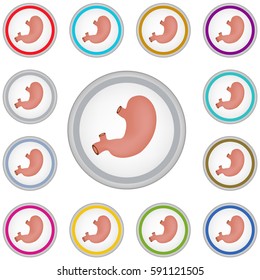 Vector internet button set with stomach sign isolated on a white background