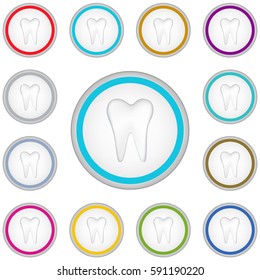 Vector internet button set with tooth sign isolated on a white background
