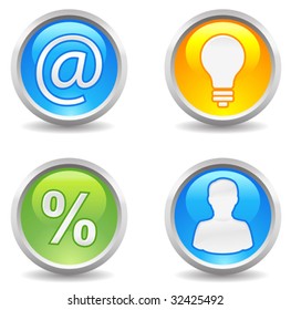 vector internet buttons - e-mail, idea, profit, user