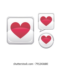 Vector internet buttons set with heart.