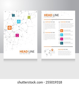 Vector internet communication Brochure Flyer design template with polygonal wireframe background