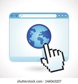 Vector internet concept - browser window with globe icon