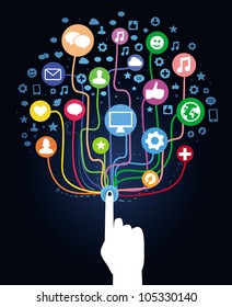 vector internet concept - with social media icons