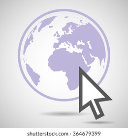 Vector internet icon. Arrow on globe. Flat design style simple icon.