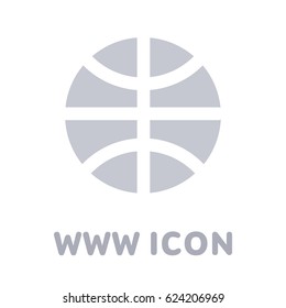 Vector internet icon. WWW symbol. Silhouette globe. Template for business card, poster, banner, design elements. Isolated on white background.
