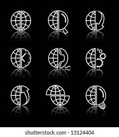Vector internet icons. Globe set. Simply change.