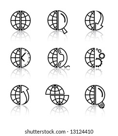 Vector internet icons. Globe set. Simply change.