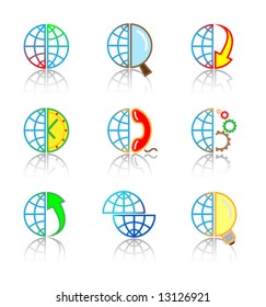 Vector internet icons. Globe set. Simply change.